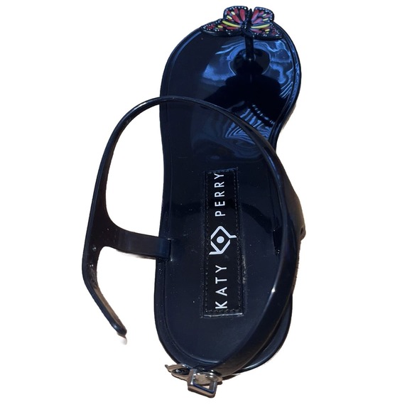 Katy Perry Black Geli Sandals With Yellow And Orange butterflies Size 10.5 - Picture 4 of 5